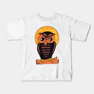 Vintage Owl Halloween Art Design Kids T-Shirt